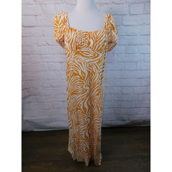 Primark Orange & White Zebra Print Maxi Dress Size 8 NWT - Picture 1 of 12